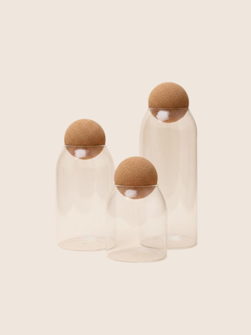 Lot de 3 Bocaux en Verre avec Boule de Liège