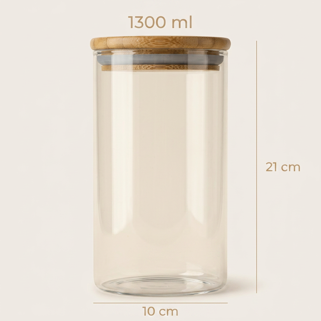 Bocal en Verre Rond 1300ml – Image 3