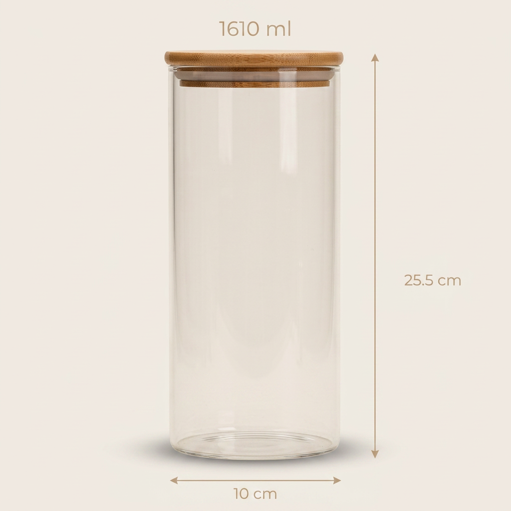 Bocal en Verre Rond 1610ml – Image 3