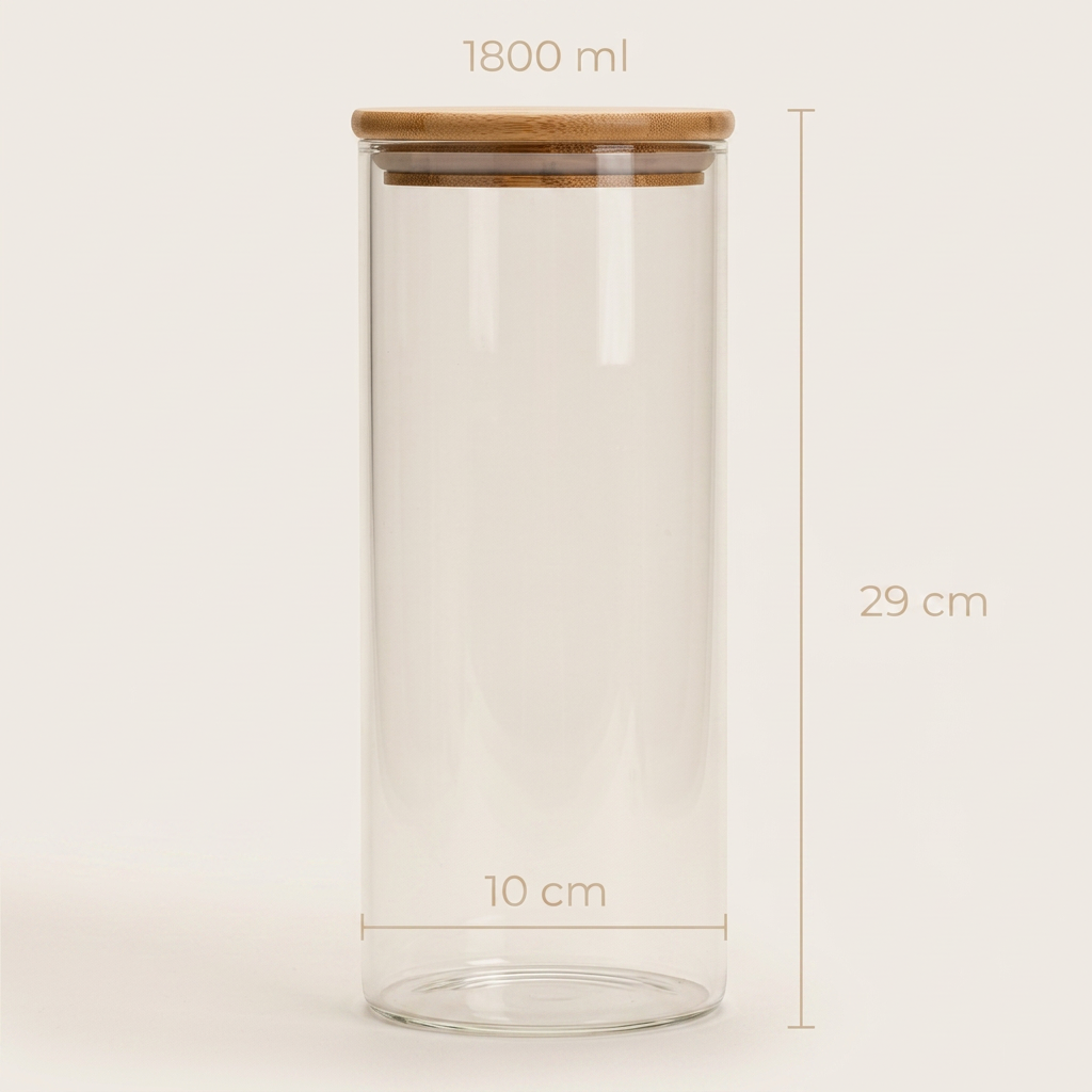 Bocal en Verre Rond 1800ml – Image 3