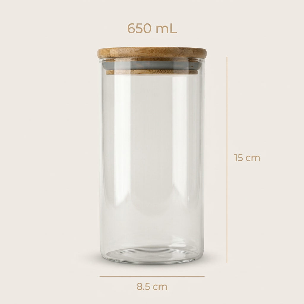 Bocal en Verre Rond 650ml – Image 3